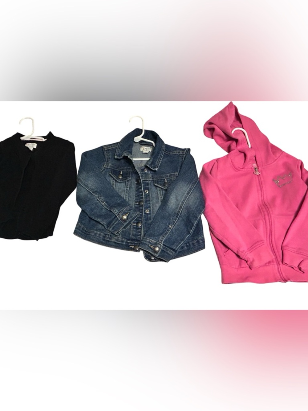 Size 4T ,Girls Jackets,Pink Hooded, jean jacket, black sweater